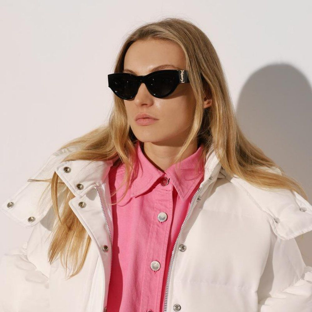 Saint Laurent SLM94 001 BRAND NEW Sunglasses Black Grey Cat Eye Women - Picture 6 of 16